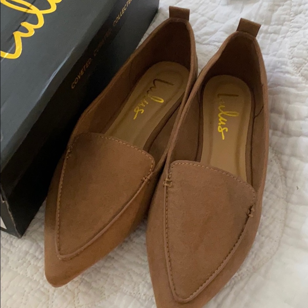 Lulus Emmy camel closed flats